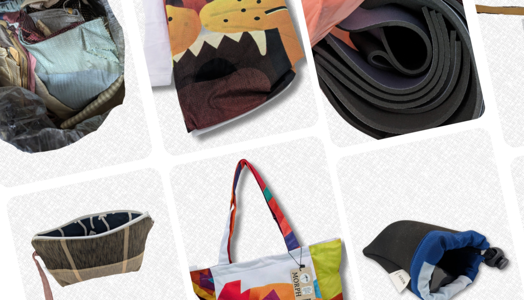 The header image features pictures of three wastes used in Morph's products and products that are made from those wastes.