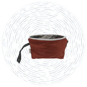 A dual-layer, manufactured pouch made with a YKK zipper for durability.