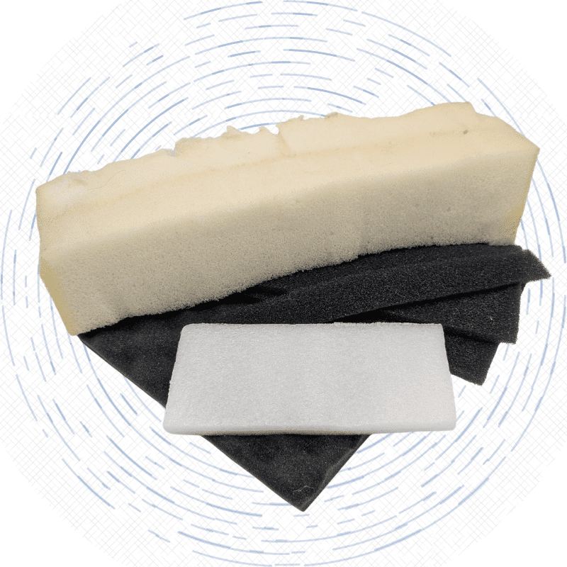 A variety of foam types, shapes, and sizes from Morph's testing ground, the Center for Circularity.