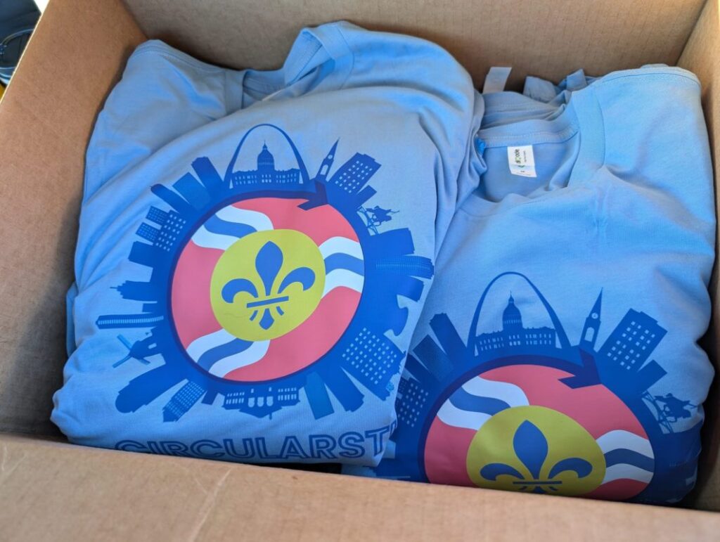 CircularSTL team wearing branded shirts at a circular economy event in St. Louis