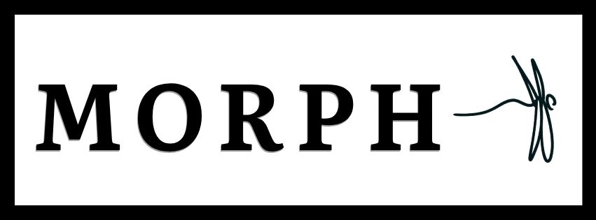 The Morph brandname in Literata font with the Morph dragonfly from our logo.