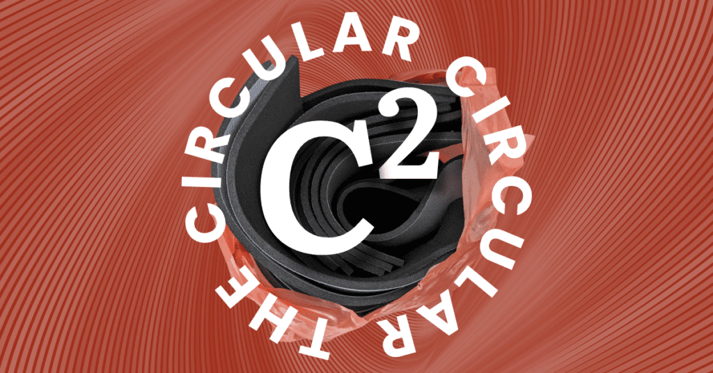 The C² (Circular Circular) logo features a bag full of neoprene offcuts used in Morph's sunglass cases.