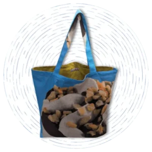 A light blue Large Morph Tote with a pic from a novelty ice cream advertisement.